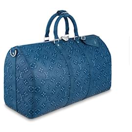 Louis Vuitton-LV Keepall 50 Couro jeans-Azul