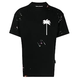 Palm Angels-Palm Angels  T-shirt con stampa logo splatter-Nero