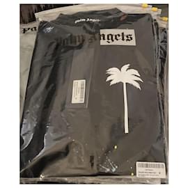 Palm Angels-T-Shirt mit Palm Angels Splatter-Logo-Print-Schwarz
