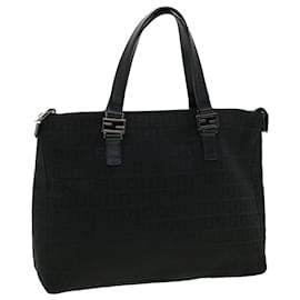 Fendi-FENDI Zucchino Canvas Tote Bag Black Auth am3165-Black