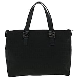 Fendi-FENDI Zucchino Canvas Tote Bag Black Auth am3165-Black