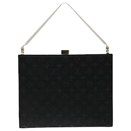 Louis Vuitton-LOUIS VUITTON Monogram Satin Ange MM Hand Bag Black M92101 LV Auth 31990a-Black