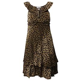 Moschino Cheap And Chic-Moschino Cheap and Chic Leopard Print Midi Dress in Multicolor Silk -Other