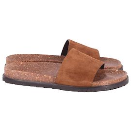 Saint Laurent Joan Sliders in Brown Tan Suede Brown Beige