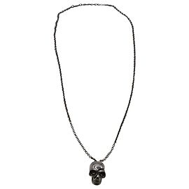 Collana Alexander McQueen con teschio diviso in ottone argentato Argento