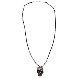 Alexander Mcqueen-Alexander McQueen Divided Skull Necklace in Silver Brass-Silvery