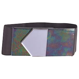Gucci-Gucci Holographic Buckle Waist Belt in Black Polyester -Black