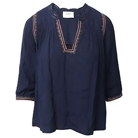 Ba&sh Boho Top in Navy Blue Viscose Blue