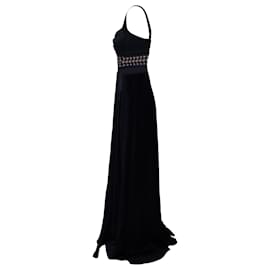 Temperley London-Temperley London Long Graphic Tile Lace Dress in Black Silk-Black