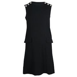 Claudie Pierlot Button Shoulder Mini Dress in Black Triacetate Black