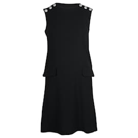 Claudie Pierlot-Claudie Pierlot Button Shoulder Mini Dress in Black Triacetate-Black