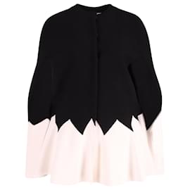 Alexander Mcqueen- Alexander McQueen Zig-zag Flared Cape in Black Wool-Black