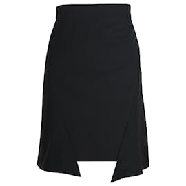 Alexander Mcqueen-Alexander McQueen Asymmetric Hem Midi Skirt in Black Viscose-Black