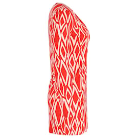 Diane Von Furstenberg-Diane Von Furstenberg Printed Mini Dress in Coral Red Silk -Other