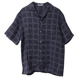 JW Anderson Camisa de lino azul con logotipo Camp Collar Azul