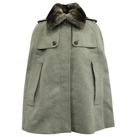 Burberry-Burberry Trench Cape in Grey Cashmere-Grey