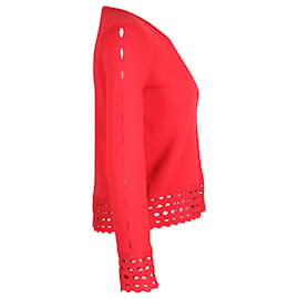 Maje-Maje Laser Cut Blouse in Red Viscose -Red