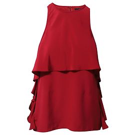 Blusa drapeada sem mangas Tibi em seda vermelha Vermelho