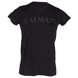T-shirt Balmain Classic Logo en Coton Imprimé Noir Noir