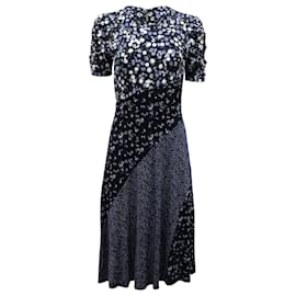 Michael Kors-Michael Kors Floral Print Paneled Midi Dress in Multicolor Viscose -Other