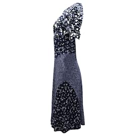 Michael Kors-Michael Kors Floral Print Paneled Midi Dress in Multicolor Viscose -Other