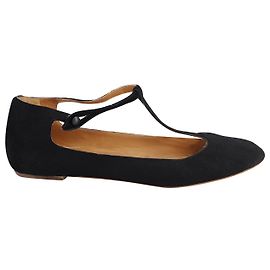 Isabel Marant Ballerinas mit T-Strap in schwarzem Ponyhaar Schwarz