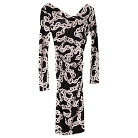 Diane Von Furstenberg-Diane Von Furstenberg Chain Printed Wrap Dress in Black Silk -Other
