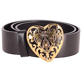 Gucci-Gucci Hysteria Heart Buckle Belt en cuir de veau noir Cuir-Noir