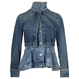 Alexander Mcqueen-Alexander McQueen Double Layered Multi Panel Denim Jacket in Blue Cotton-Blue