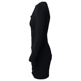 Maje-Maje Gathered Long Sleeve Mini Dress in Black Polyester -Black