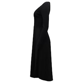 Vince-Vince V-Neck Midi Dress in Black Rayon -Black
