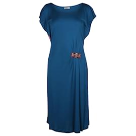 Philosophy Di Alberta Ferretti-Philosophy di Alberta Ferretti Midi Dress with Embellishment in Blue Polyester-Blue