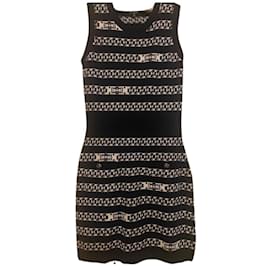 vestido Chanel con estampado de cadenas Negro
