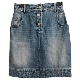 Falda midi de denim Chanel azul marino algodón Azul marino