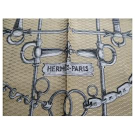 Hermès-square hermès vintage horsebit and bracelets brocaded silk with box-Dark green
