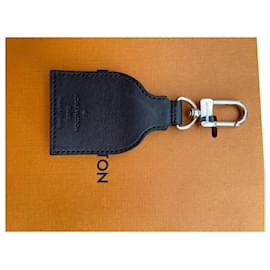 LOUIS VUITTON Calfskin LV Shape Dragonne Bag Charm Key Holder Black 1220983