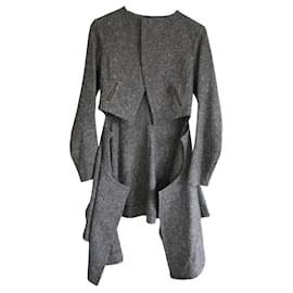 Yves Saint Laurent-Yves Saint Laurent AW08 Grey Tweed Tailcoat Jacket-Grey