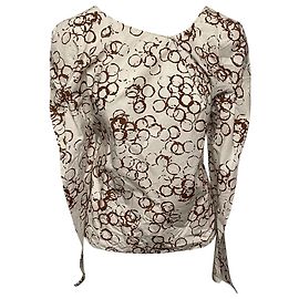 Marni Patterned Blouse in White Cotton Brown