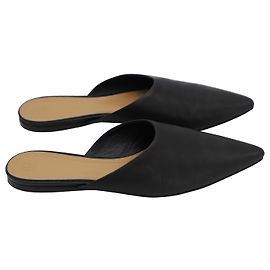 Mules The Row a punta in pelle nera Nero