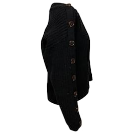 Ba&Sh-Ba&sh Hades Button-Detailed Ribbed Sweater in Black Wool-Black