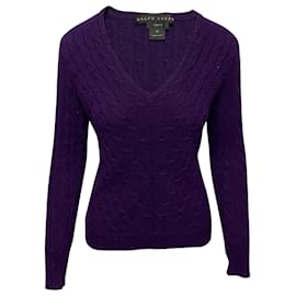 Ralph Lauren-Ralph Lauren Jersey con cuello en V en cachemir morado-Púrpura