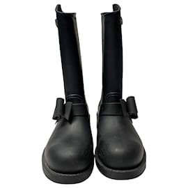 Valentino-Red Valentino Bow Tie Moto Rain Boots in Black-Black