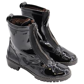 Stuart Weitzman-Stuart Weitzman Zip Up Boots in Black Patent-Black