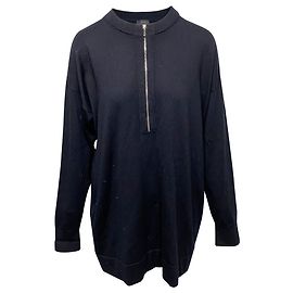 Maglia lunga Joseph con zip frontale in lana nera Nero