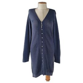 Autre Marque Cardigan long Aymara bleu chiné en cashlama Bleu