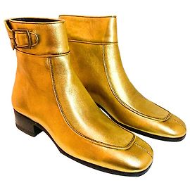 Yves Saint Laurent Miles 30 Matt Bottines en cuir doré Doré
