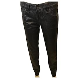 John Galliano-John Galliano Sequin Oiled Jeans-Black