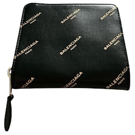 Balenciaga-Balenciaga nouveau portefeuille zippé à logo-Noir