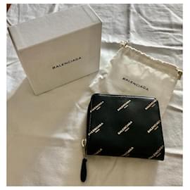 Balenciaga-Balenciaga neue Brieftasche mit Reißverschluss und Logo-Schwarz