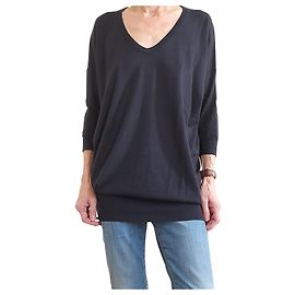 Pull Cruciani en cachemire et soie col V bleu marine Bleu Marine